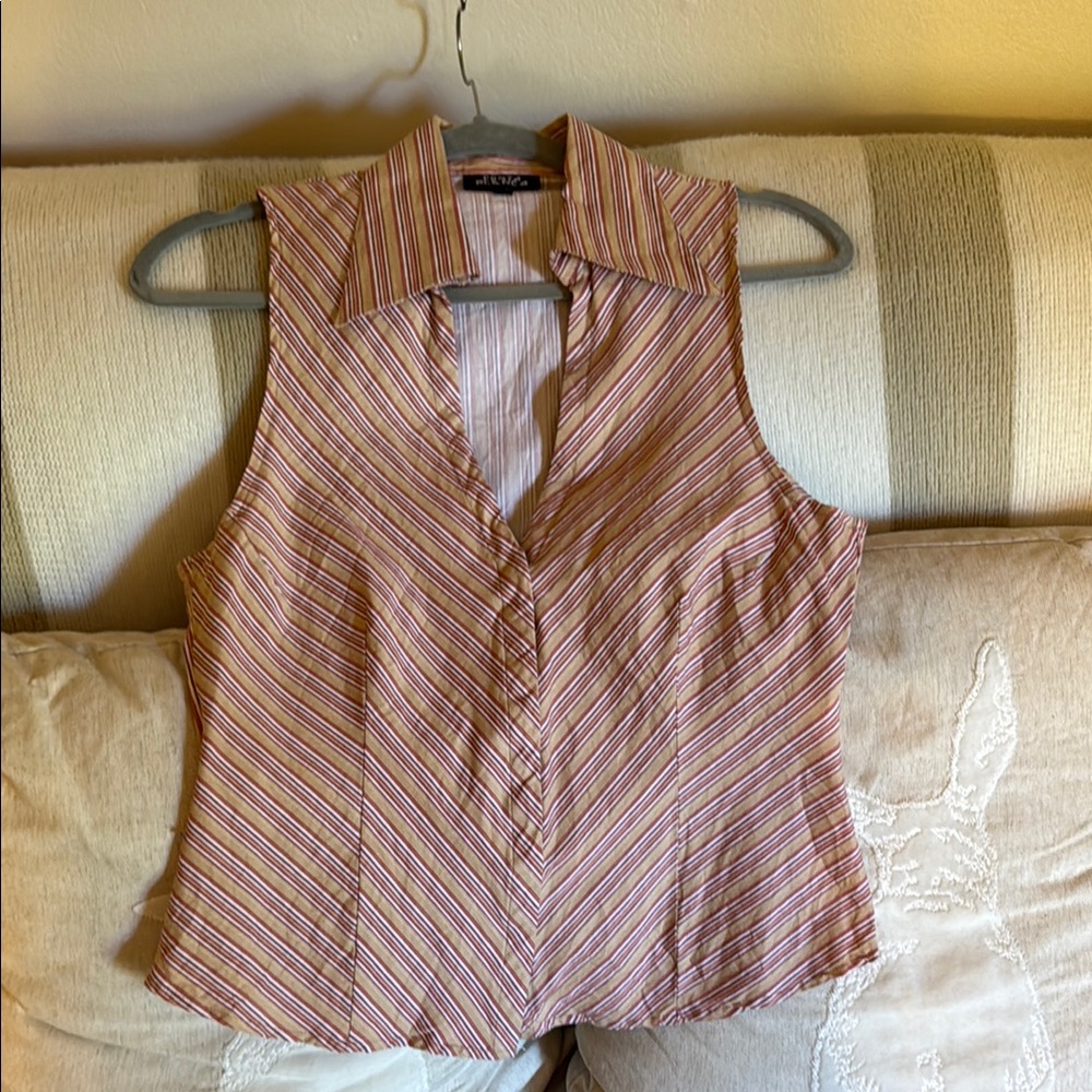 Costa Blanca Orange Fitted Button Down Blouse